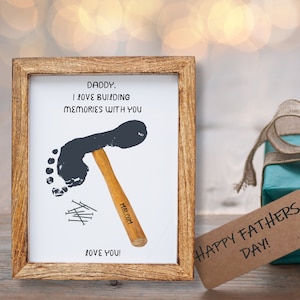 Création de carte d'anniversaire personnalisée art fête des pères, art empreinte de marteau bébé bricolage souvenir, cadeau souvenir papa papa