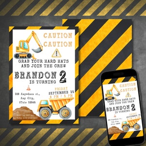 Construction Birthday Invitation, Dump Truck Party Invite, Editable Printable Template Digital Instant download