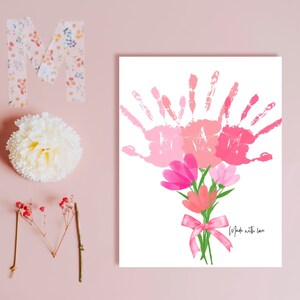 Mother&#39;s Day Valentine Birthday Personalised Gift Printable Handprint Art  DIY Kids Craft Gift, Baby Hand Print Gift for Mommy Gramdma