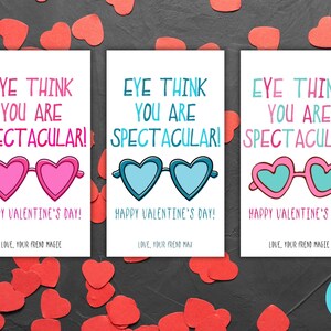 Auge denken Sie sind spektakulär Valentine Sonnenbrillen Printable Favor Geschenkanhänger Canva Vorlage Klassenzimmer Valentinskarten für Kinder Digital downlo