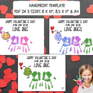 Lovebug handafdruk ambacht Moederdag Valentijnsdag afdrukbare aandenken kinderen peuter kleuterschool geheugen ambacht gepersonaliseerd cadeau voor moeder vader oma