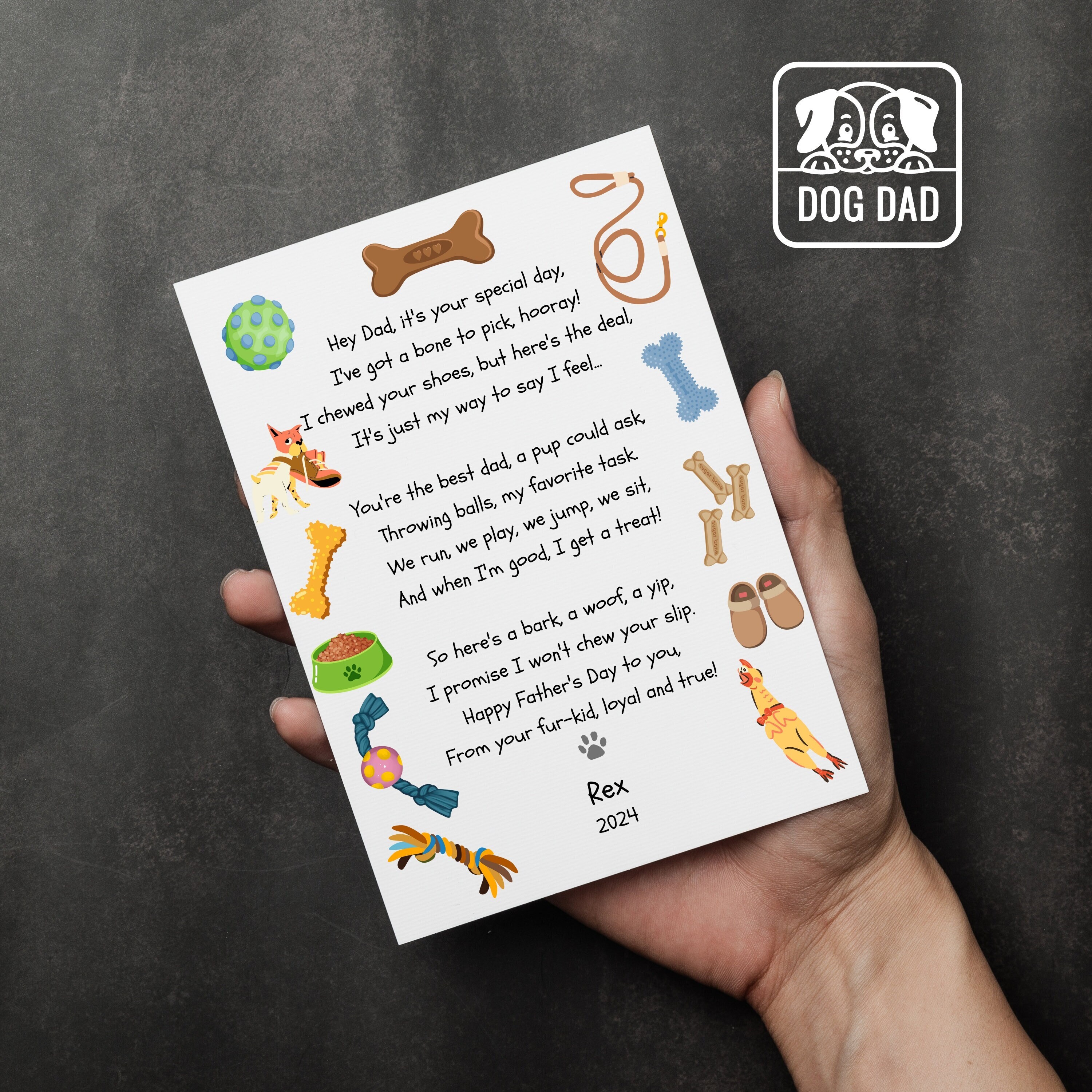 Fathers Day Card From the Dog, Dog Dad Funny Greeting Card for Him ...