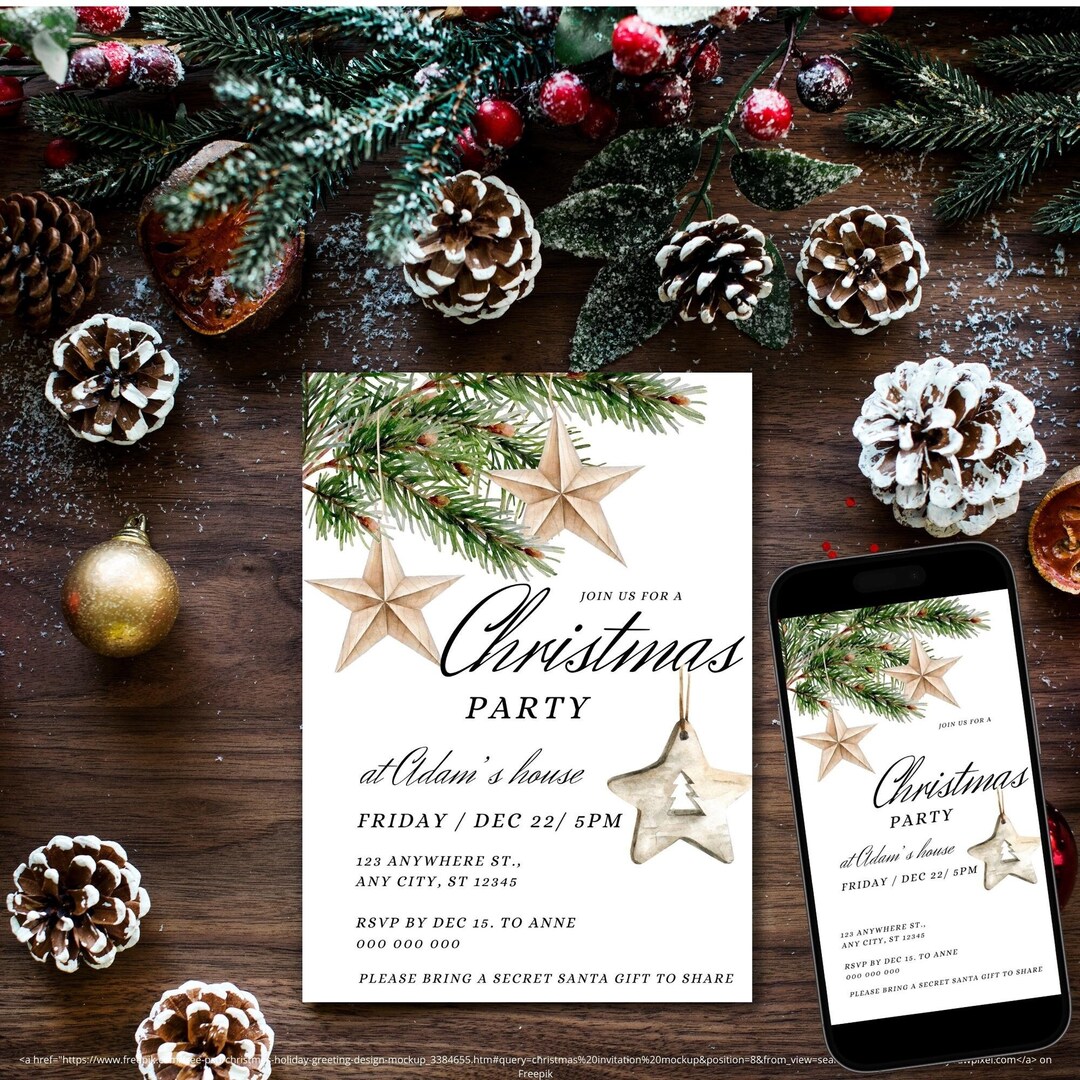 Personalized Christmas Party Invitation Editable Template Etsy