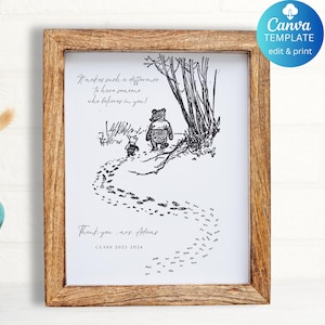 Regalo de agradecimiento para maestros, recuerdo de fin de curso editable e imprimible, regalo personalizado de agradecimiento para estudiantes, plantilla de Canva