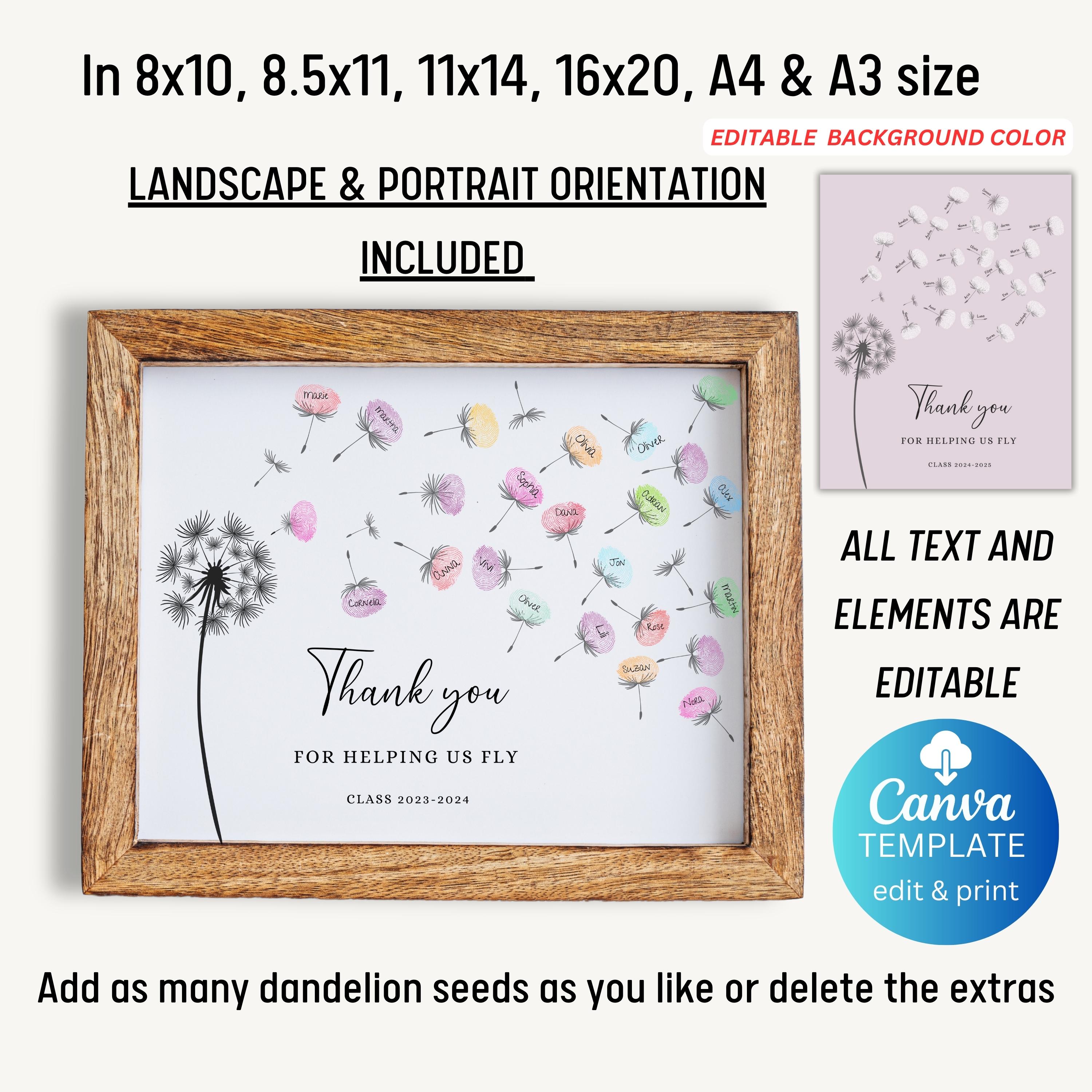 Teacher Appreciation Gift, Editable Printable Teacher Gift End Of School Keepsake Students Thumbprint Custom Gift for Teacher Thank you Gift