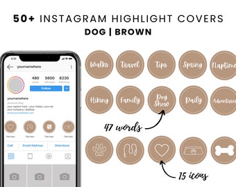 Instagram Highlight Covers with Dog theme, Pets Story Icons for Social Media