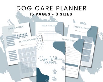 Dog Care Planner for all dog lovers and owners, Printable pet care binder, Pet organizer, Puppy planner, Dog Health tracker