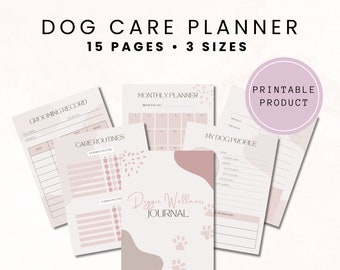 Dog Care Planner for all dog lovers and owners, Printable pet care binder, Pet organizer, Puppy planner, Dog Health tracker