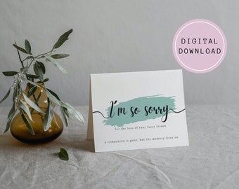 Dog Loss Sympathy Card | Pet Condolence Card | Printable Card | Dog Memorial