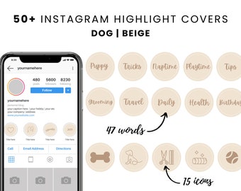 Instagram Highlight Covers with Dog theme, Pets Story Icons for Social Media