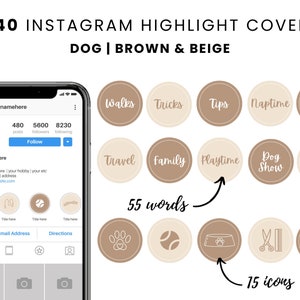 140 Hund Instagram Highlight Covers, natürliche Farben, Pets Story Icons für Social Media, Bundle