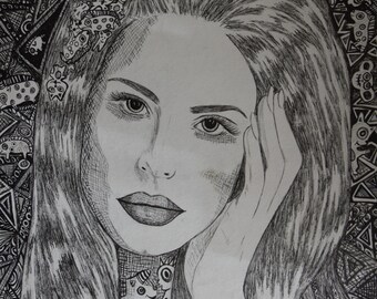 Drawing Lana Del Rey Inspired - Geometric Triangle Art and Unicorns - I Love Music Vintage Dreams Drawing