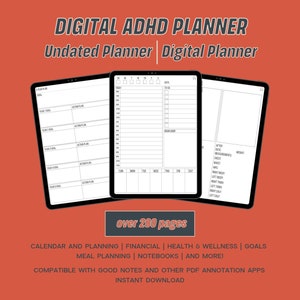 ADHD Digital Planner (made by an ADHDer) for iPad, Goodnotes + Android. ADHD daily planner, self care & goal tracker. Science based