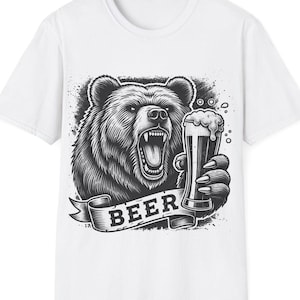 Angry Beer Bear -  Pub Drinking Dad T Shirt Tee - Men&#39;s, Ladies