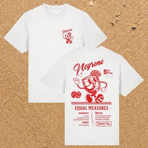 Retro Negroni Cocktail T-Shirt: 60s Mascot Graphic - Drink Lover Gift