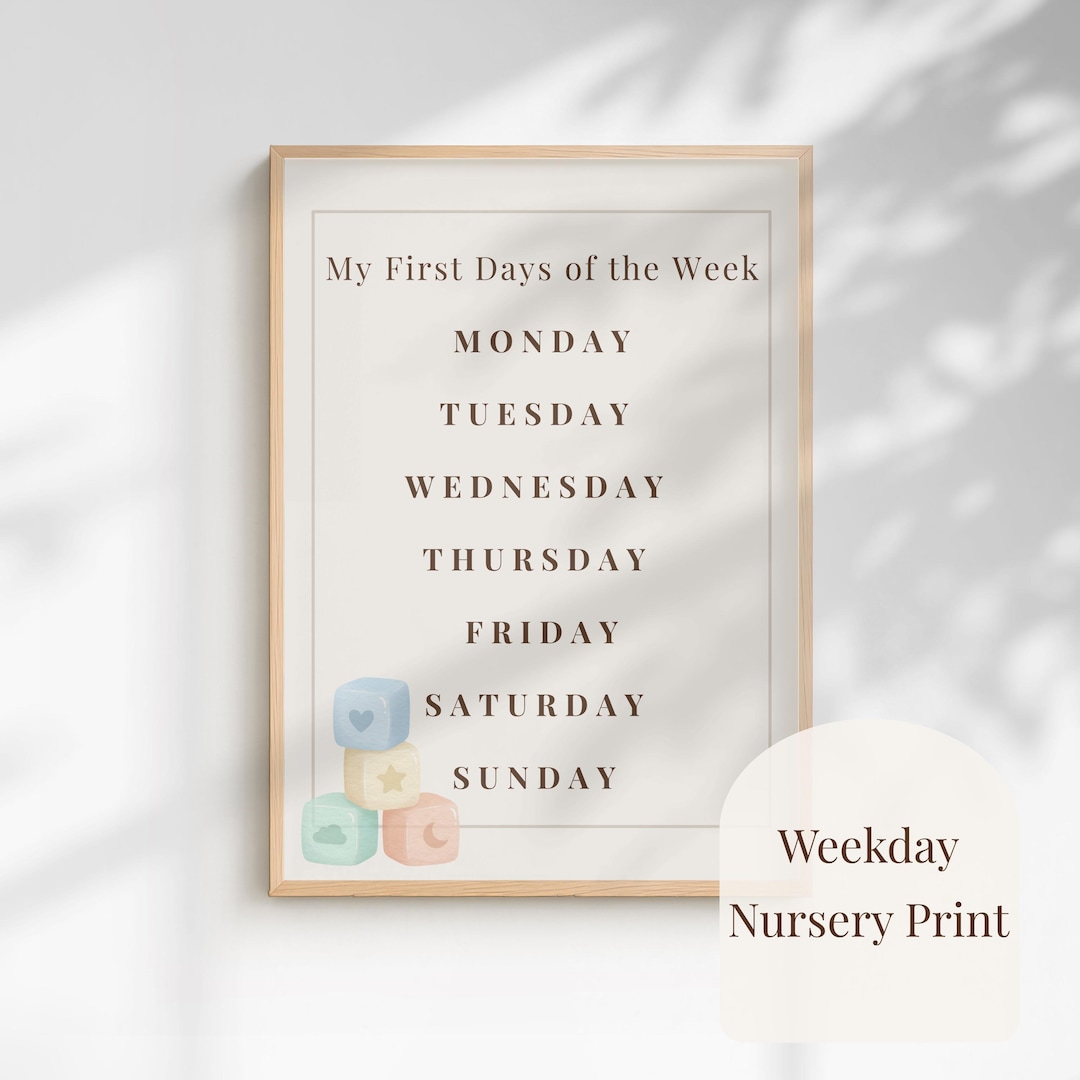 Days of the Week Nursery Print | Educational Wall Art for Kids ...