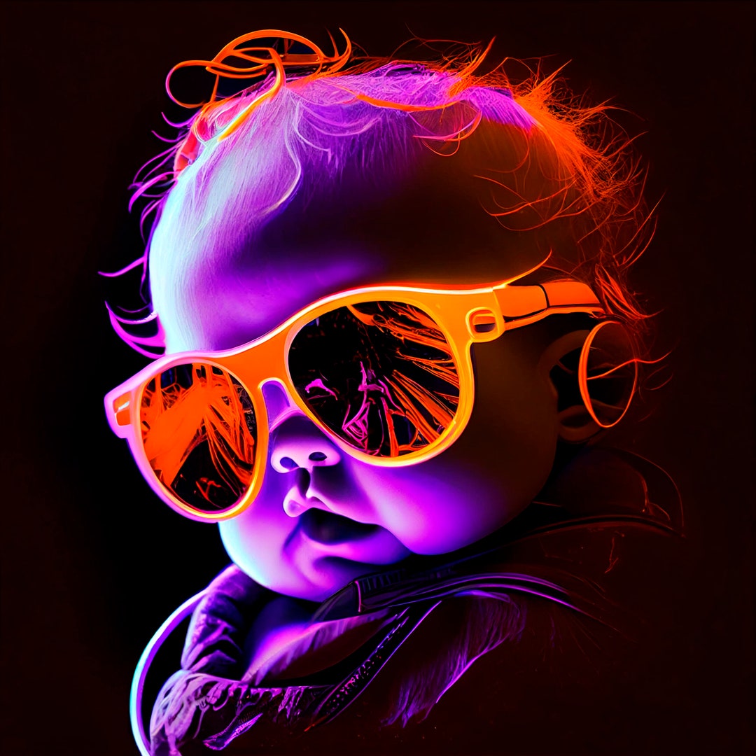 Poster Baby With Headphones Etsy