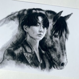 BTS Jungkook JK and Horse Art Print / Poster Fan Art A6 A5 K-pop