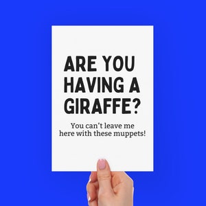 Carte de départ amusante, Vous avez une girafe ?, Carte de nouvel emploi, Carte de départ grossier, Collègue de travail, argot rimant cockney, Bonne chance