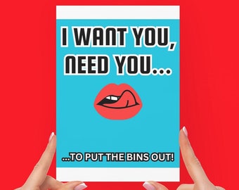 Funny Anniversary Card, I Want You Valentines Card, Funny Love Birthday Card For Husband, For Partner, For Boyfriend, Rude Anniversary Card