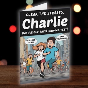 Personalised Driving Test Card, Funny New Driver Card, Passed Driving Test Gift, Card For Her, Card For Him, Well Done You Passed