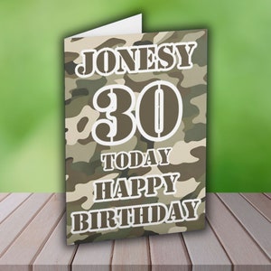 Carte d'anniversaire soldat camouflage personnalisée, carte soldat militaire, anniversaire militaire, carte d'anniversaire camouflage, pour homme, pour femme, pour elle
