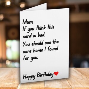 Carte d'anniversaire de maman, carte de maison de retraite, carte d'anniversaire de maman impolie, carte pour retraités, carte de vieillissement, maison de retraite, version épurée