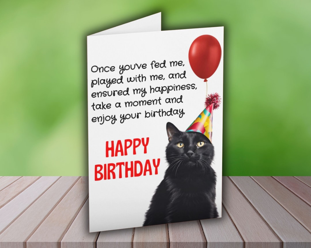 Funny Cat Birthday Card, Black Cat Card, Cat Lover Card, Cat Mum Card ...