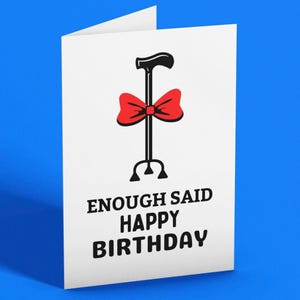 Carte d'anniversaire avec bâton de marche, carte d'anniversaire grossier, carte de vieillissement drôle, carte de voeux coquine pour personnes âgées, carte-cadeau PAO, carte pour papa et maman
