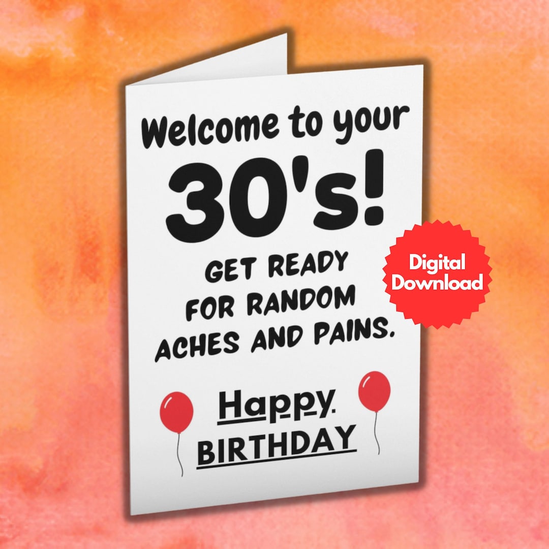 Fun 30th Birthday Card Printable Funny Birthday Card for - Etsy