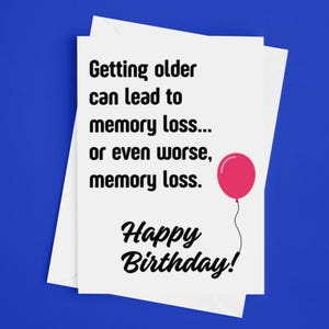 Carte d'anniversaire amusante avec perte de mémoire sur le vieillissement, carte pour lui et elle