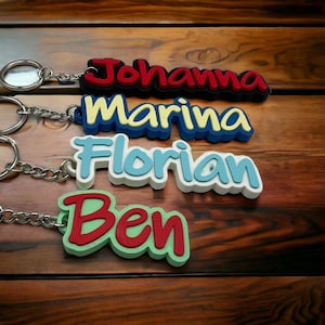 Porte-clés prénom personnalisé 2 couleurs / pendentif / sac / fermeture éclair / école / impression 3D