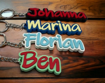 Llavero con nombre personalizado 2 colores / colgante / bolso / cremallera / escuela / impresión 3D