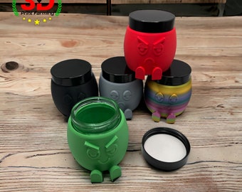 ChillBuddy Tarro de Vidrio de 2 Oz / Tarro de Almacenamiento 60ml / Cocina / Baño / Oficina / Impresión 3D