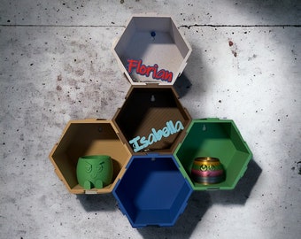 Estante de pared / Estante hexagonal / Estante enchufable / Expandible / Vitrina / Estante decorativo / Impresión 3D