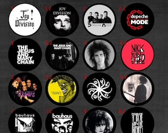 Goth Band Pinback Buttons | Post-Punk, Dark Wave, Synthpop
