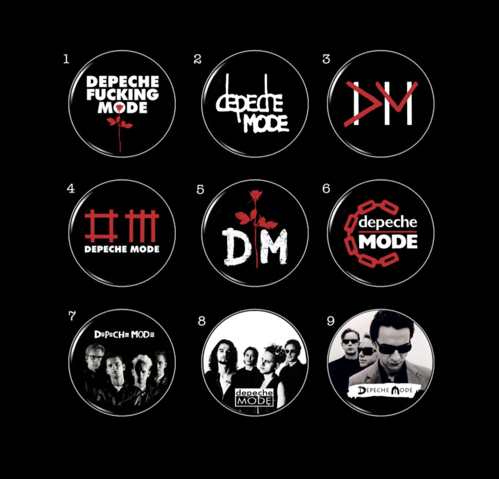 DM Pin-back Buttons | Depeche Mode Buttons | Music Buttons | Goth ...