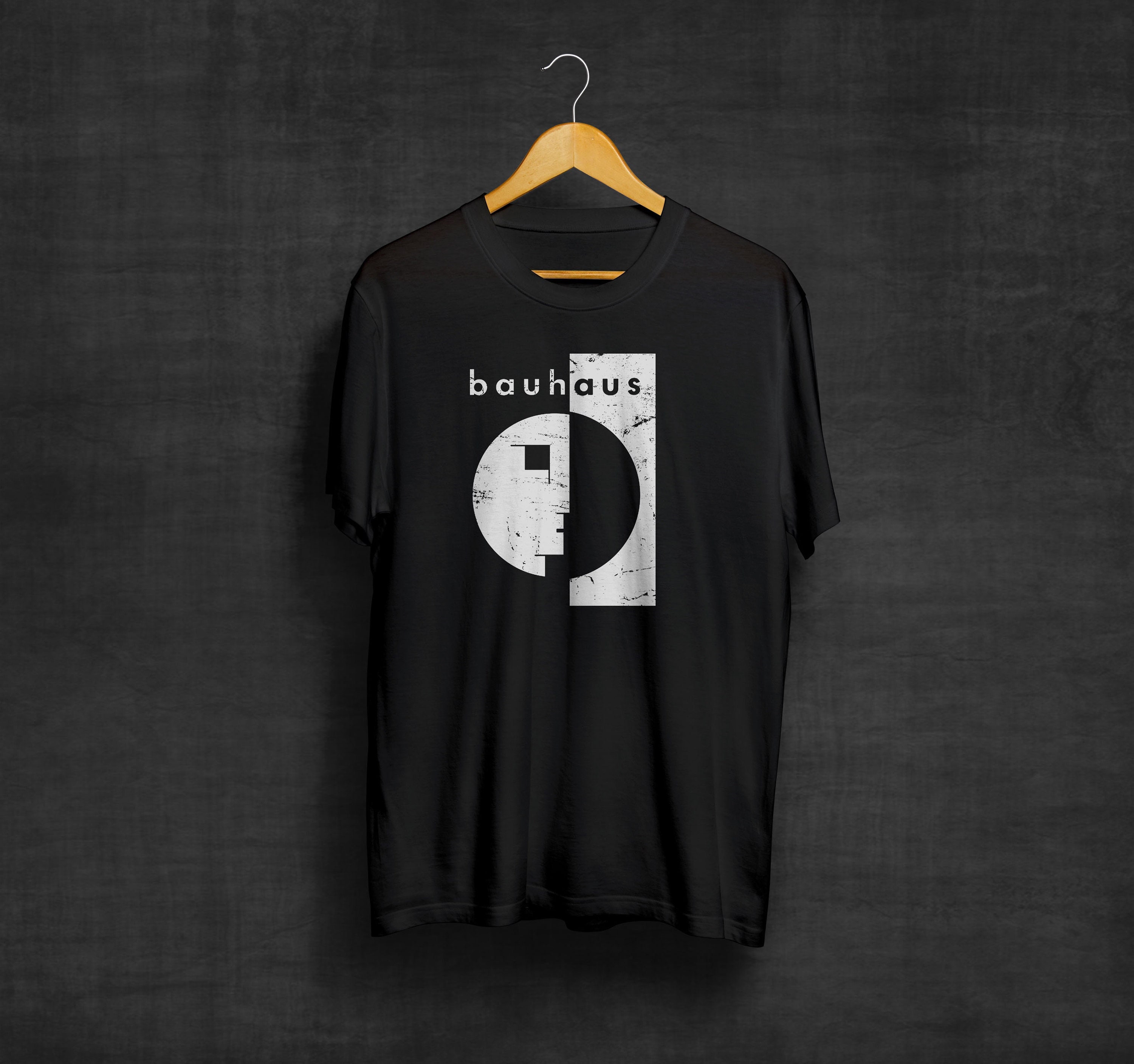 T-Shirt Uomo Bauhaus Logo Nero - Maglia A Maniche Corte, Cotone, Taglia Media, Stile Minimal