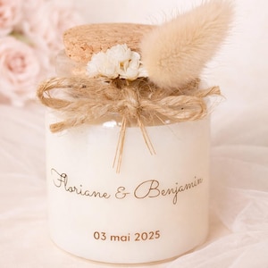 Personalized wedding candle, natural wedding favor, dried flower candle, fragrance from Grasse, handcrafted candle, wedding souvenir image 3