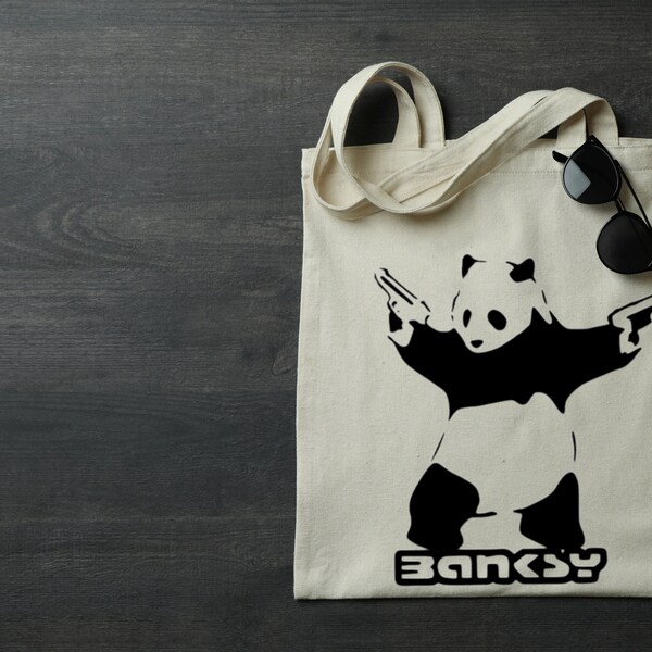 Banksy Detonator Monkey Tote Shopping Bag, Banksy Panda, Panda con pistolas, Banksy Love Girl con globo Street Art Graffiti, Banksy Tote Bag