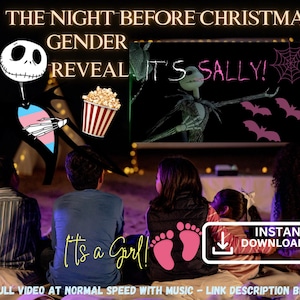 Night Before Christmas Gender Reveal Video: It&#39;s Sally! (Instant Download)