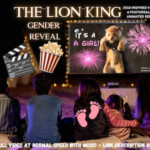 Gender Reveal Video Announcement, Gender Reveal Movie, Boy or Girl Gender Reveal Video, Lion King Gender Reveal, Movie, baby shower