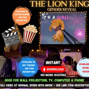 Gender Reveal Video Announcement The Lion king Gender Reveal Movie Instant Download Boy or Girl Gender Reveal Video It&#39;s a Girl