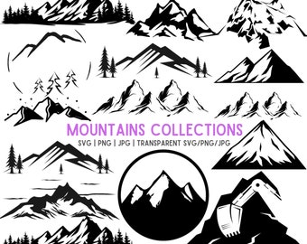 Mountain Clipart Set: Outdoor Travel Graphics (SVG, PNG, JPG)
