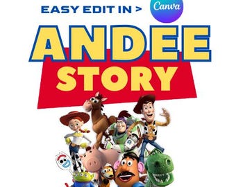 Editable Toy Story Logo Template: Custom Name, Birthday Shirt (Canva PNG)