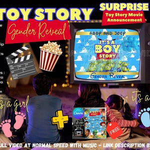 Gender Reveal Video Announcement, Gender Reveal Movie, Boy or Girl Gender Reveal Video, Toy Story Gender Reveal, Movie, baby shower surprise
