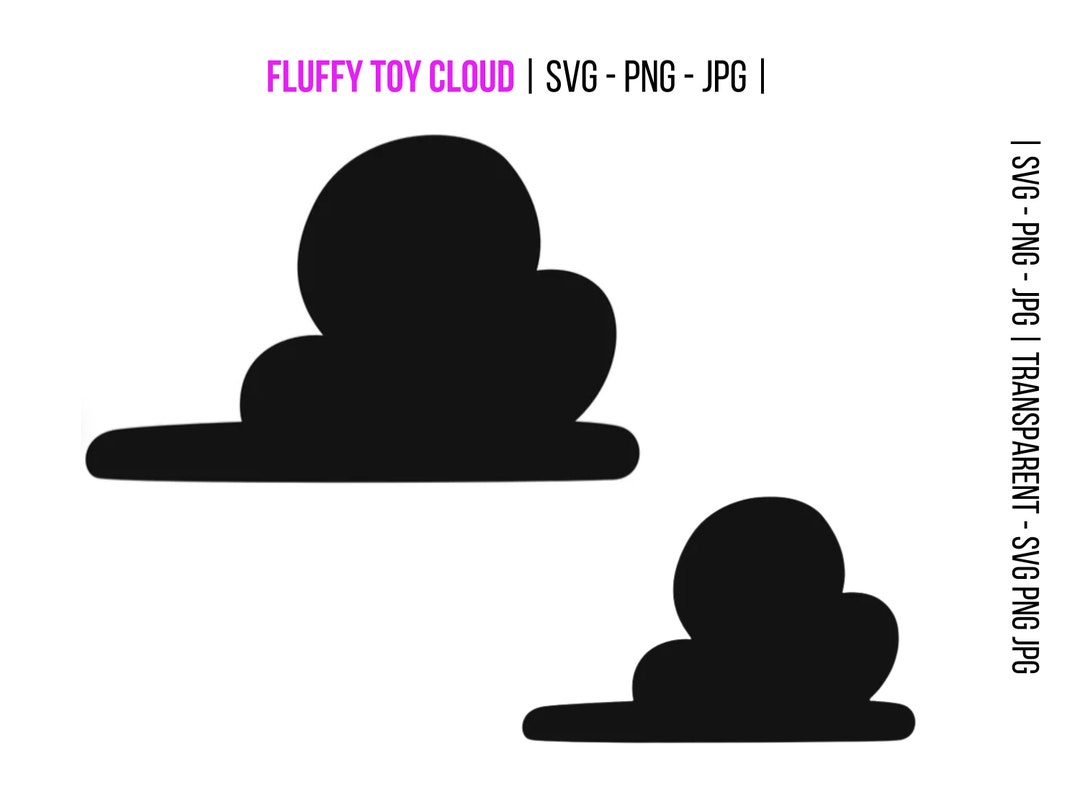 Toy Story Clouds SVG, Cartoon Cloud Silhouette, Kids Cloud, Black Cloud