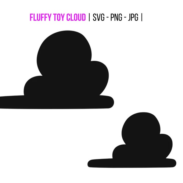 Toy story clouds SVG, cartoon cloud silhouette, kids cloud, black cloud clipart, nursery cloud file, cloud outline, fluffy cloud PNG