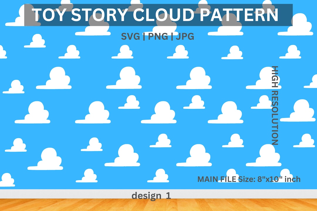 Toy Story Clouds Pattern: Nursery Decor SVG PNG JPG Files (8x10