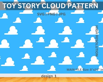 Toy Story Clouds Pattern: Nursery Decor SVG, PNG, JPG Files (8x10 Digital Download